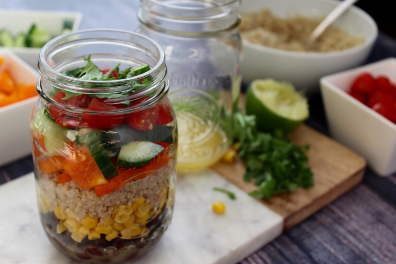 Mexican Quinoa Mason Jar Salads Rejoice Nutrition And Wellness