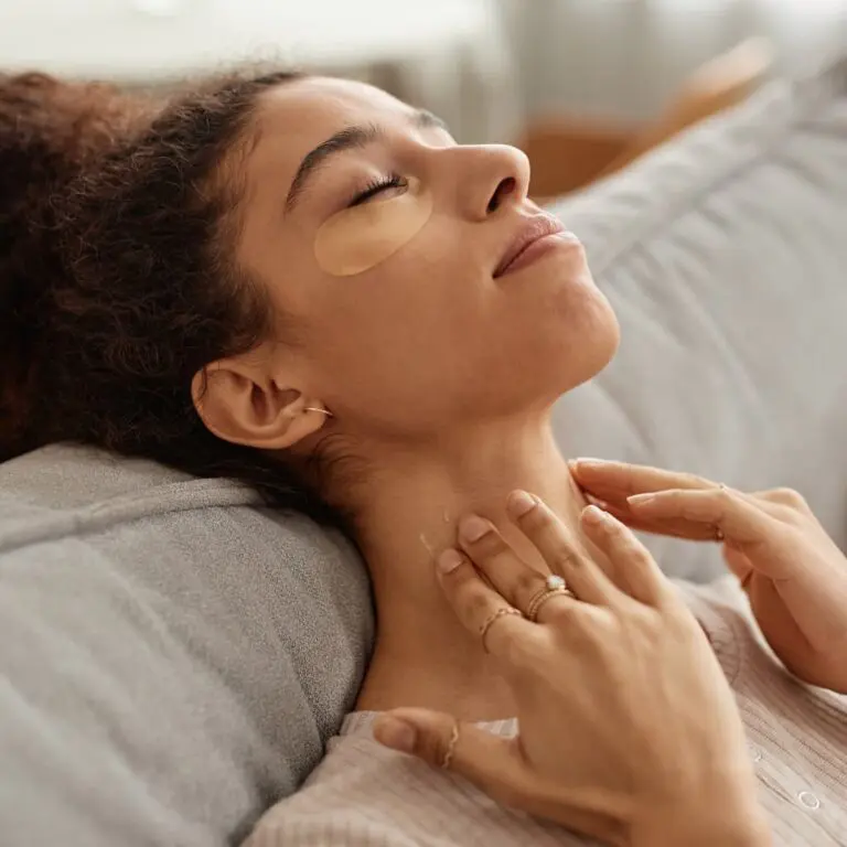 Hands demonstrating gentle self-massage for parasympathetic activation