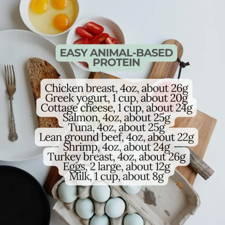 alt: Animal protein sources for perimenopause including salmon, eggs and cottage cheese