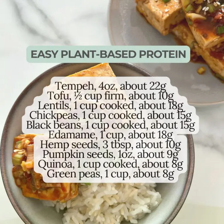 Plant protein sources for perimenopause including tofu, lentils and hemp seeds