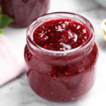 hormone supporting chia jam, perimenopause nutrition, low sugar jam, strawberry rhubarb chia jam, natural jam recipe, chia seed benefits