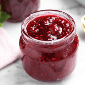 hormone supporting chia jam, perimenopause nutrition, low sugar jam, strawberry rhubarb chia jam, natural jam recipe, chia seed benefits