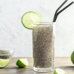 Prepared bedtime chia drink in glass showing gel-like consistency for overnight digestive and sleep support