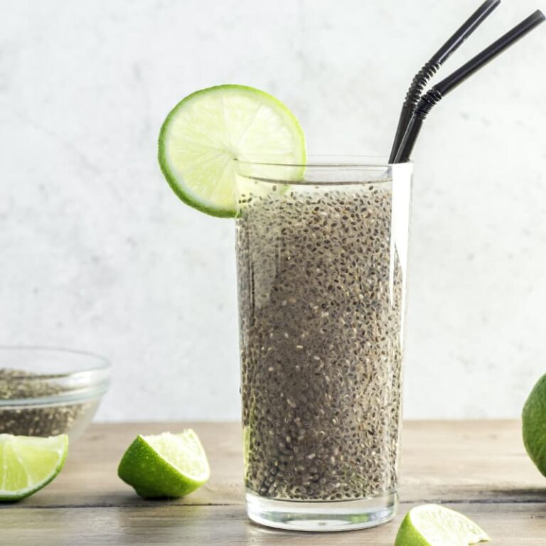 Prepared bedtime chia drink in glass showing gel-like consistency for overnight digestive and sleep support