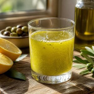 Glow shot ingredients including olive oil, lemon, black pepper and collagen